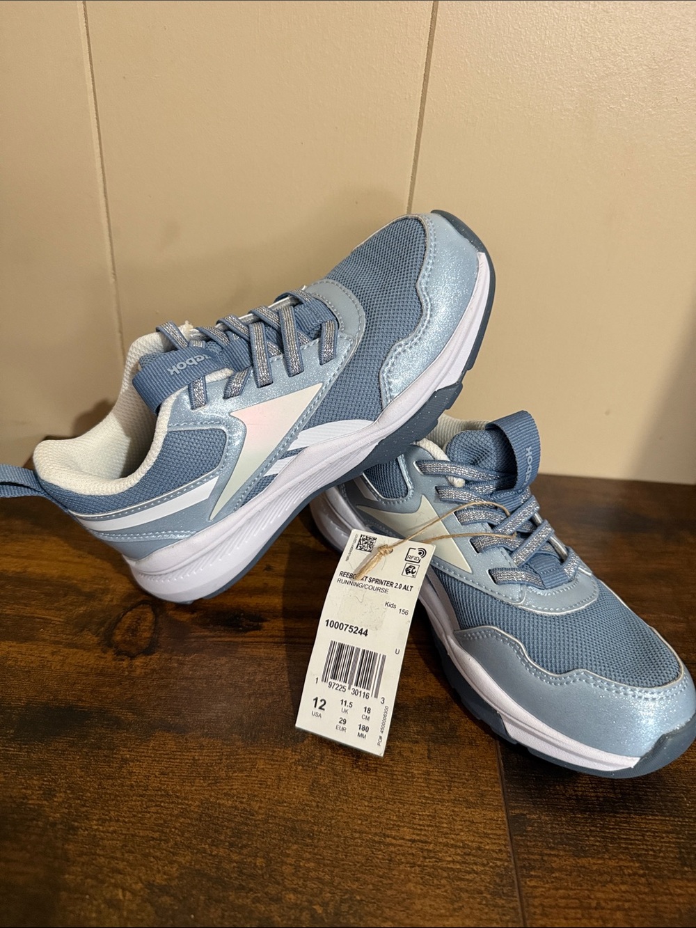 Reebok Light Blue and White Lace-Up Sneakers